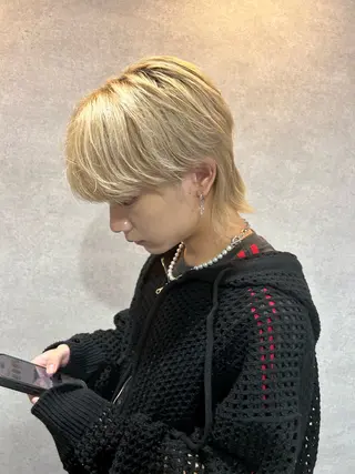 ショート カラー パーマ ヘアアレンジ メンズ キッズ 磯村 翔大のヘアスタイル