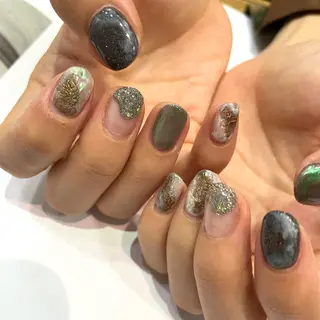 ネイル 大人ワンホン キラキラ/Ayanoのネイルデザイン