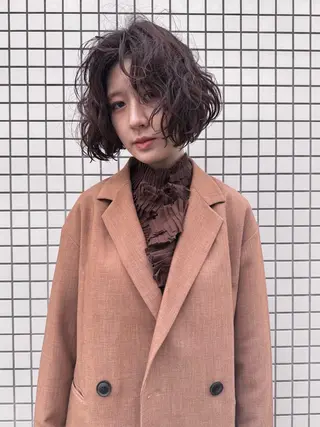 ショート カラー パーマ しずく/Lilu/ 博多美容室のヘアスタイル