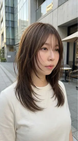 ロング カラー 髪質改善/縮毛矯正 /レイヤーカット岡部のヘアスタイル