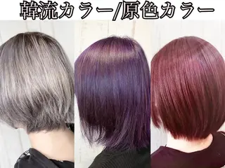 ロング カラー ヘアアレンジ チビ編み込みエクステ シールエクステのヘアスタイル