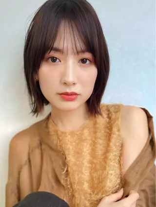ミディアム ヘアアレンジ 縮毛矯正/小顔前髪 ボブ 秋本凌汰のヘアスタイル
