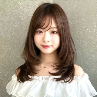 ミディアム カラー ヘアアレンジ 🌟縮毛矯正/レイヤ ー/小顔 toukiのヘアスタイル