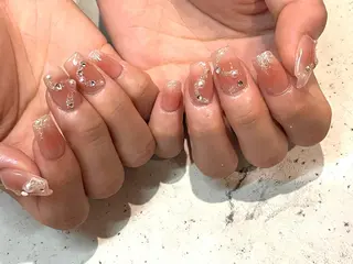 ネイル 韓国/ワンホン/長さ 出しつけ放題🎀のネイルデザイン