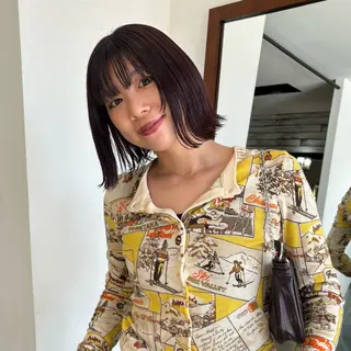 ミディアム カラー 的場 莉音のヘアスタイル