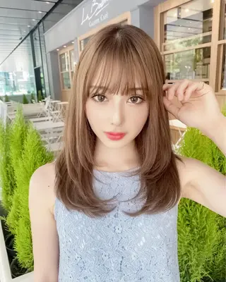 セミロング カラー レイヤー/顔まわり 縮毛矯正/月城宏清のヘアスタイル