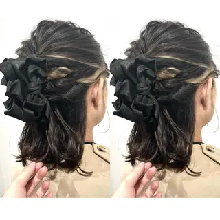 ミディアム ヘアアレンジ 切っぱなし💇‍♀️ イヤリング🎨龍之介のヘアスタイル