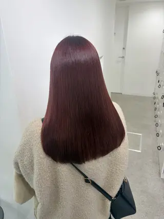 ロング カラー 💗愛され暖色💗 ピンク/レッド💗のヘアスタイル