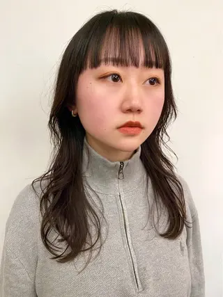 セミロング カラー 似合わせレイヤー/ ケアパーマ/高倉のヘアスタイル