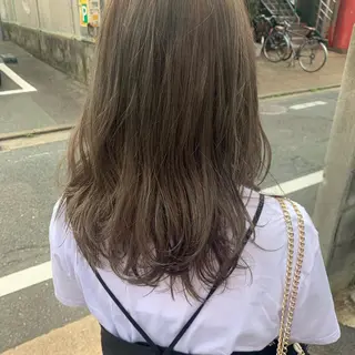 セミロング カラー ハブヘアー ハブヘアーのヘアスタイル