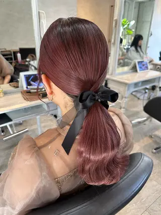 セミロング ヘアアレンジ はやしほのか| ヘアセット×カラーのヘアスタイル