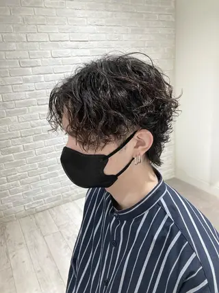 パーマ メンズ 曲がる縮毛矯正 LIBER 岩名のヘアスタイル