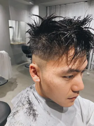 ショート パーマ メンズ ボブパーマコテ巻き風 パーマNo1深江秀平のヘアスタイル