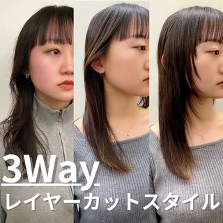 セミロング カラー 似合わせレイヤー/ ケアパーマ/高倉のヘアスタイル