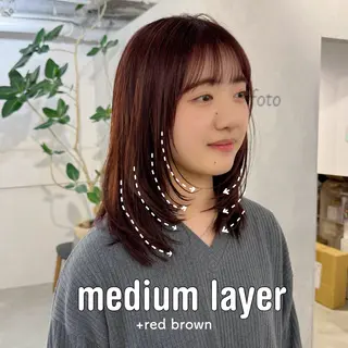 セミロング 新宿/顔周りカット +レイヤー=しずく♩のヘアスタイル