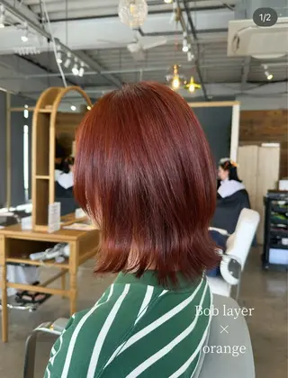 ミディアム カラー 🍊暖色/ボブ chihiro🌼ོのヘアスタイル