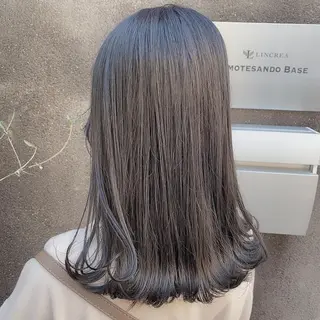 セミロング 透明感♡グレージュ ♡ミルクティー♡のヘアスタイル