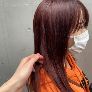 セミロング カラー ショート/ウルフ ハイトーン/カイセイのヘアスタイル