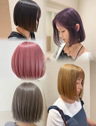 ミディアム カラー KURIAハイトーン /ピンクカラー/ボブのヘアスタイル