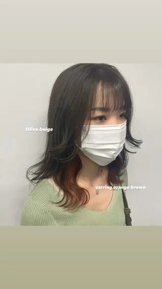 ミディアム カラー パーマ ヘアアレンジ メンズ キッズ ネイル マツエク・マツパ 透明感カラー・レイヤ ー🎀amika🎀のヘアスタイル