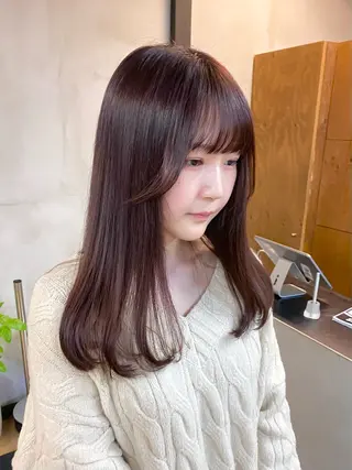 ミディアム カラー ヘアアレンジ ハル🌸柔色/ ブリーチなし/艶髪のヘアスタイル