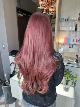 セミロング カラー 天神暖色カラー レイヤー・髪質改善のヘアスタイル