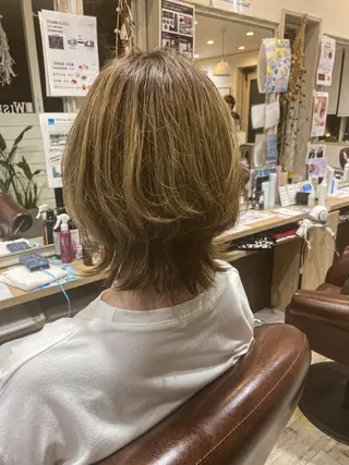 ミディアム 縮毛矯正 松崎祥のヘアスタイル