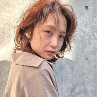 ミディアム カラー パーマ ヘアアレンジ 【ダメージレス施術】 【透明感】北村 拓也のヘアスタイル