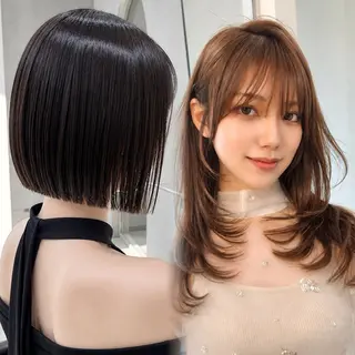 ロング レイヤー縮毛矯正 カラー/虎白のヘアスタイル