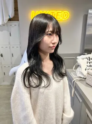 ロング カラー パーマ ヘアアレンジ メンズ キッズ 上品＆韓国風 🥀海心🥀のヘアスタイル