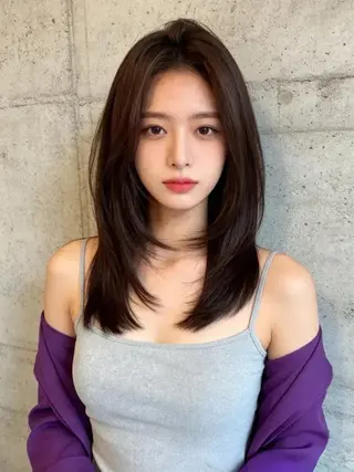 セミロング カラー ウルフカット 811 大阪梅田 ウルフのヘアスタイル