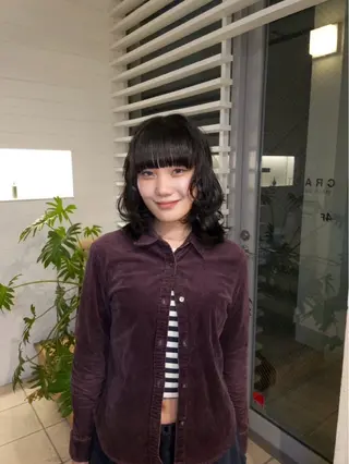 ミディアム カラー パーマ ミナ /海外スタイルのヘアスタイル