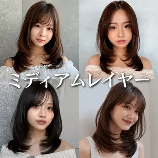 ミディアム カラー レイヤーカット/ ブリーチ💫チャンのヘアスタイル