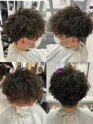 ショート カラー パーマ ヘアアレンジ メンズ 🔥メンズパーマ 特化 渡辺一翔のヘアスタイル