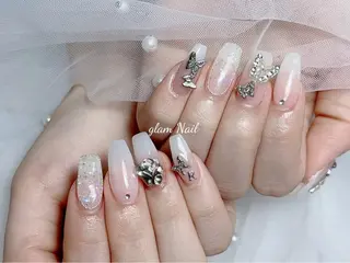 ネイル エツメ💅 長さ出し🎀デザインのネイルデザイン