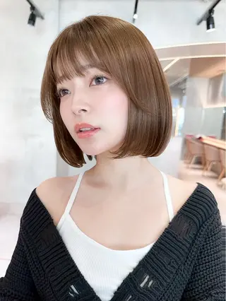 ミディアム カラー ヘアアレンジ 縮毛矯正🤍 盛れるボブ/ひかりのヘアスタイル