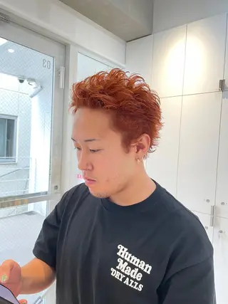 ショート カラー ヘアアレンジ メンズ 艶カラー✨縮毛矯正✨ 翁長孝輔のヘアスタイル