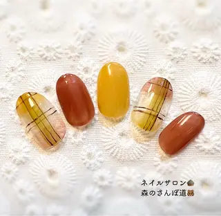 ネイル ショートネイル 森のさんぽ道のネイルデザイン