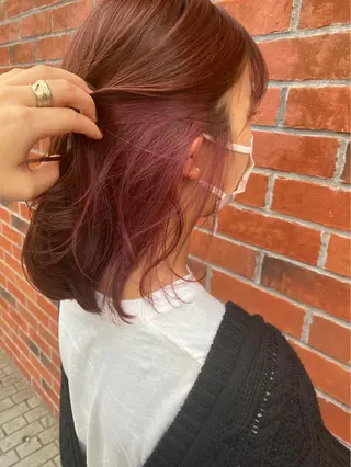 ミディアム カラー パーマ ヘアアレンジ ネイル マツエク・マツパ 韓国風ベージュ🤎 赤みなし🌿横浜🤎のヘアスタイル