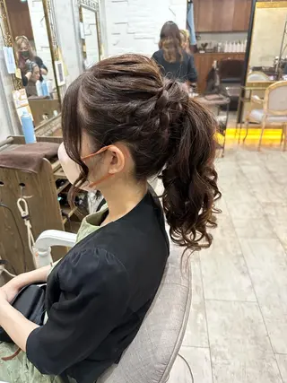 ロング ヘアアレンジ カット スパのヘアスタイル