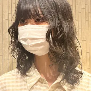 ミディアム パーマ Uo/透明感カラー /髪質改善のヘアスタイル