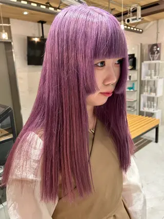 セミロング カラー Acchon/心斎橋 💚ダブルカラーのヘアスタイル