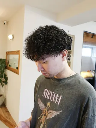 ショート パーマ メンズ 栄/メンズカット/ 二村 洸太朗のヘアスタイル