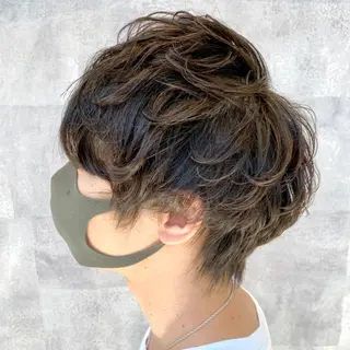パーマ メンズ ベージュカラー/ レイヤー/モモ/横浜のヘアスタイル