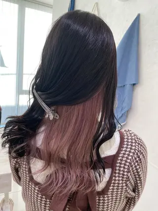 セミロング カラー パーマ ヘアアレンジ ハイトーンカラー🤍 山下 優華のヘアスタイル
