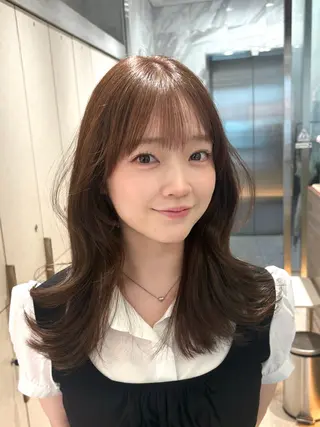セミロング カラー 顔周りカット/透明感 カラー/ゆう🤎のヘアスタイル