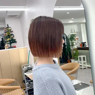 ショート 縮毛矯正/ストンボブ Wカラー💎ヒデジのヘアスタイル