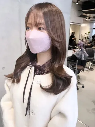 ミディアム カラー パーマ ヘアアレンジ 透明感カラー✂︎ /縮毛矯正/YUKAのヘアスタイル