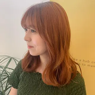セミロング カラー ハブヘアー ハブヘアーのヘアスタイル