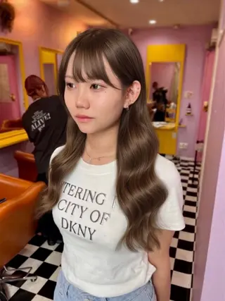 ロング カラー+ちび編み込み エクステ梅田🐨のヘアスタイル